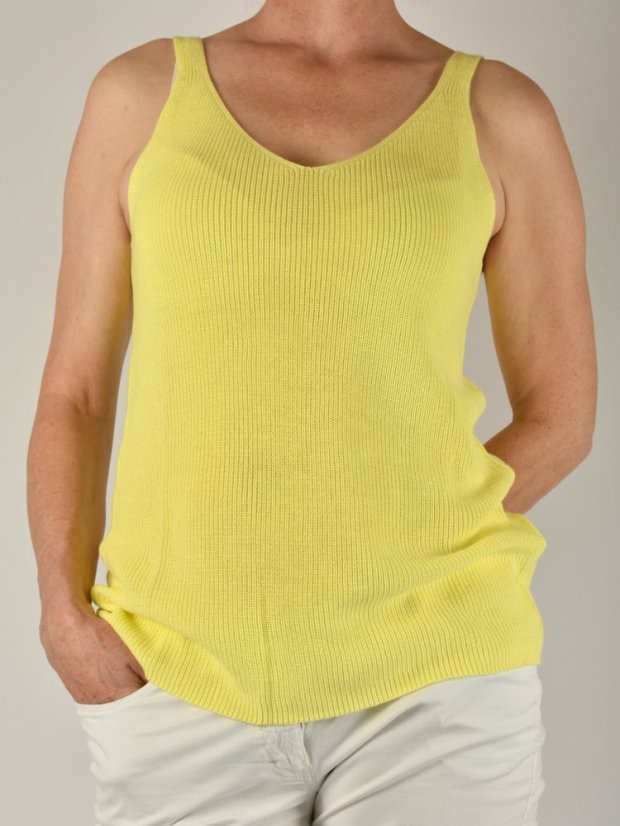 Dámský top z jemného úpletu - Pastel Yellow - Velikost: EU46