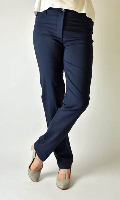 Dámské kalhoty UOMO 19733 s rovnými nohavicemi  - modré L34 - Velikost: EU50