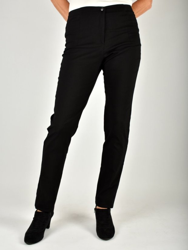 Dámské kalhoty UOMO  19750 slim fit - černé L36