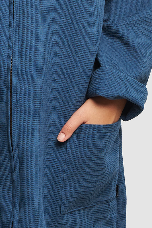 Propínací kabátek s kapucí ANDREA - petrolejová modrá