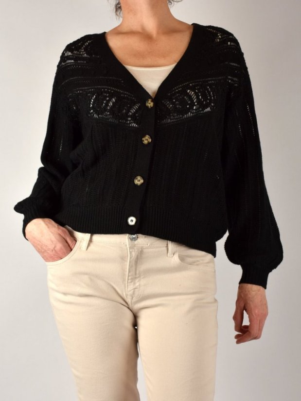 Svetřík z krajkového úpletu - černý
