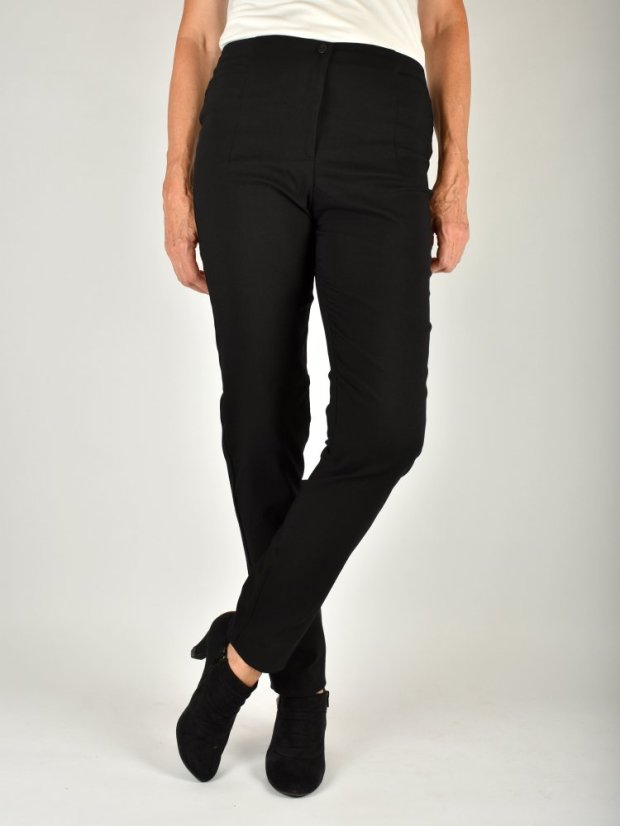 Dámské kalhoty UOMO  19750 slim fit - černé L34 - Velikost: EU48