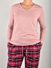 Pyžamové / domácí triko JARKA s dlouhým rukávem  - růžové