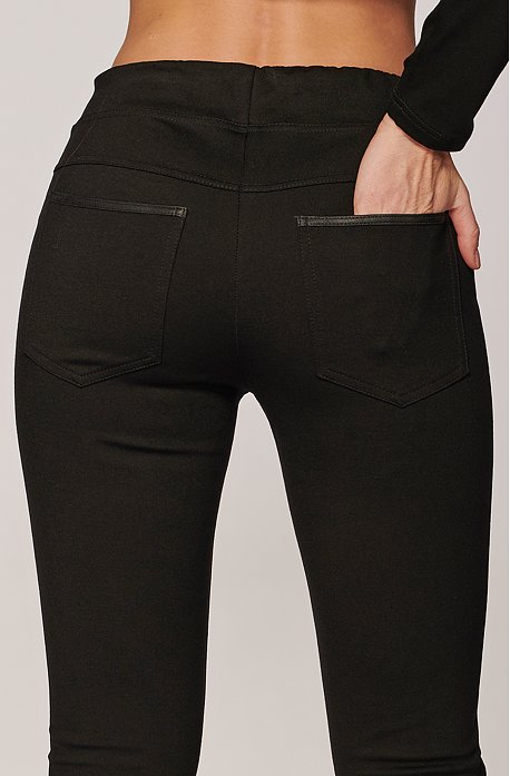 Dámské prodloužené kalhoty DITA s kapsami - černé, úplet