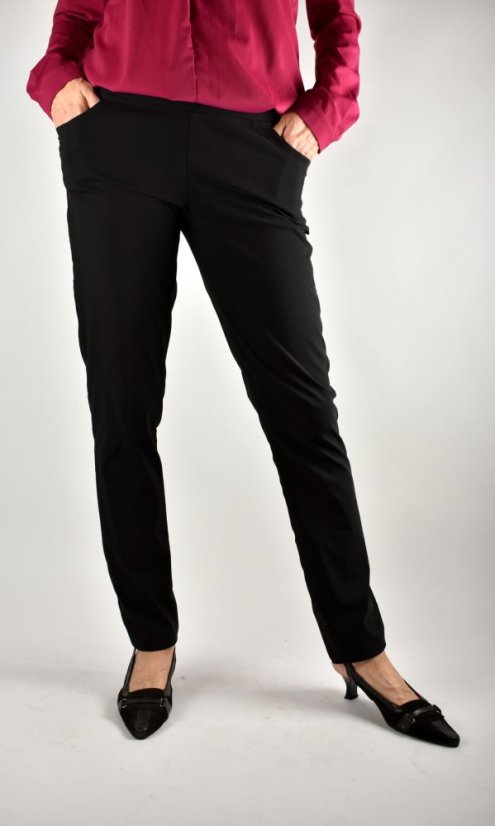 Dámské prodloužené kalhoty DITA s kapsami - černé, hladké, teplejší