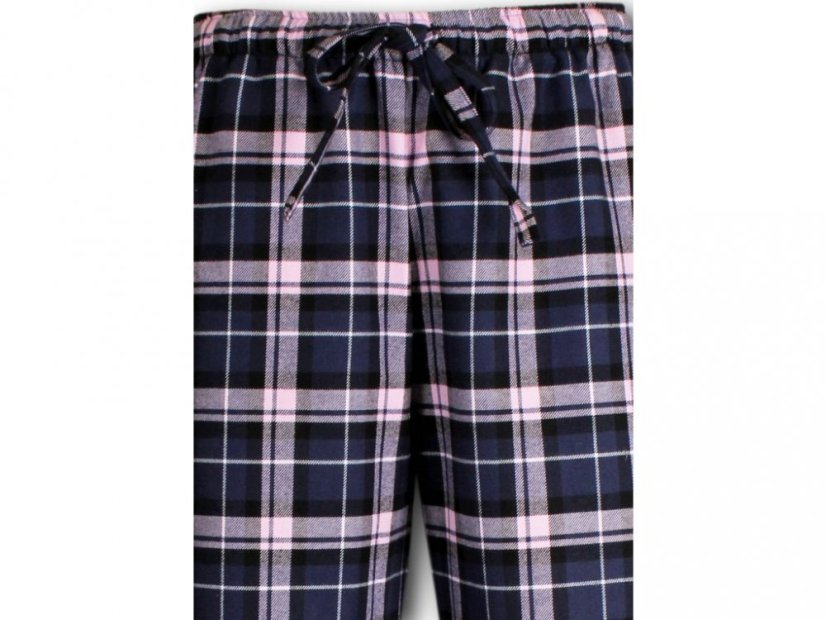 LUISA 380 dámské pyžamové/domácí kalhoty flanelové - modrá kostka L36