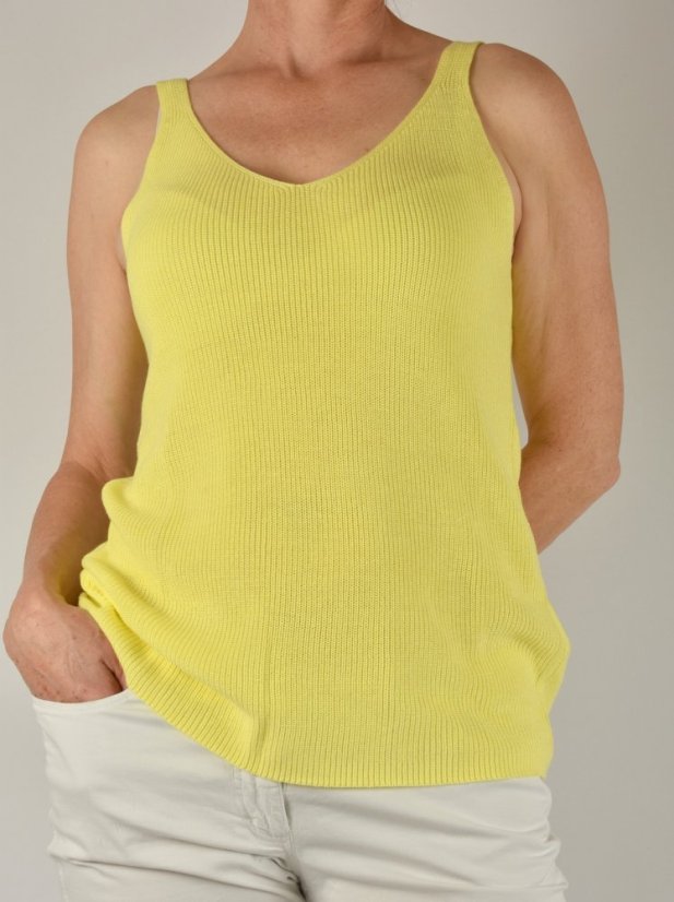 Dámský top z jemného úpletu - Pastel Yellow - Velikost: EU44