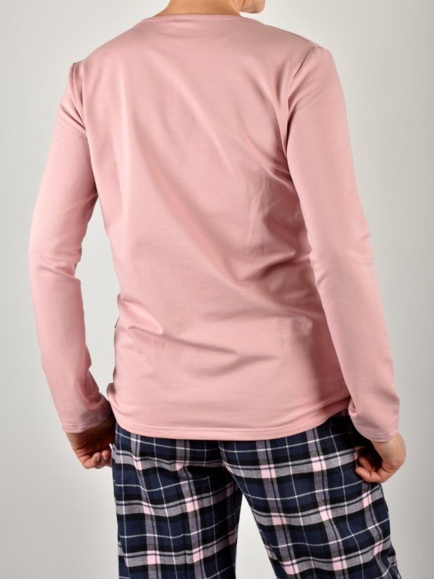 Pyžamové / domácí triko JARKA s dlouhým rukávem  - růžové - Velikost: EU46