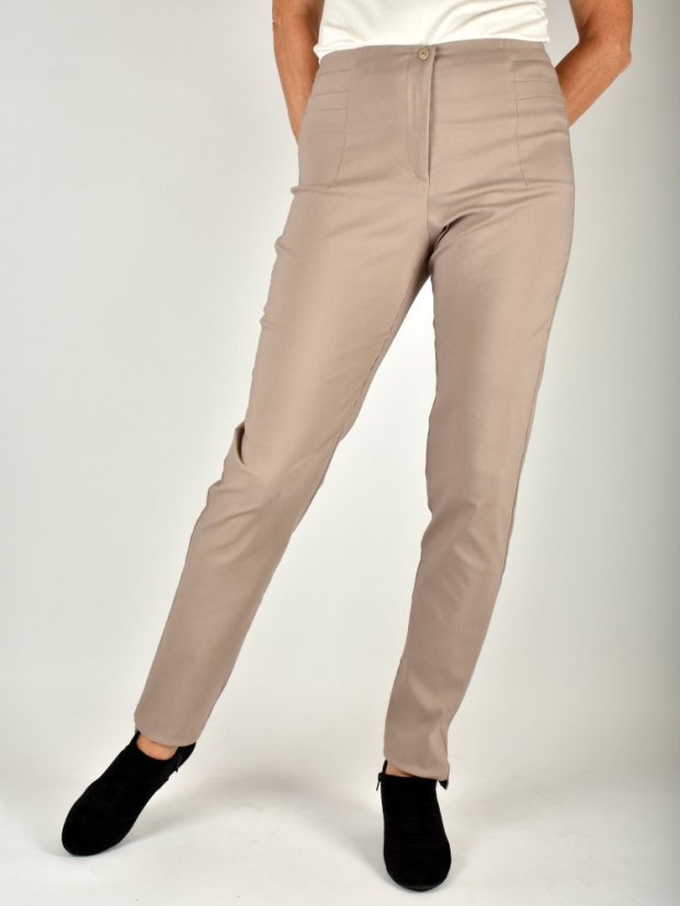 Dámské kalhoty UOMO  19750 slim fit - světle béžové L36 - Velikost: EU42