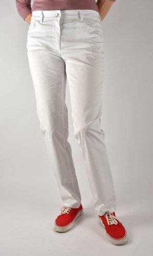 CORA - plátěné kalhoty džínového střihu - bílé L34 - Velikost: EU48