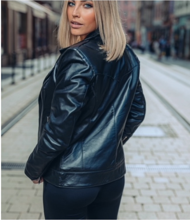 KŘIVÁK AURELIE kožená bunda na zip - černá - Velikost: L