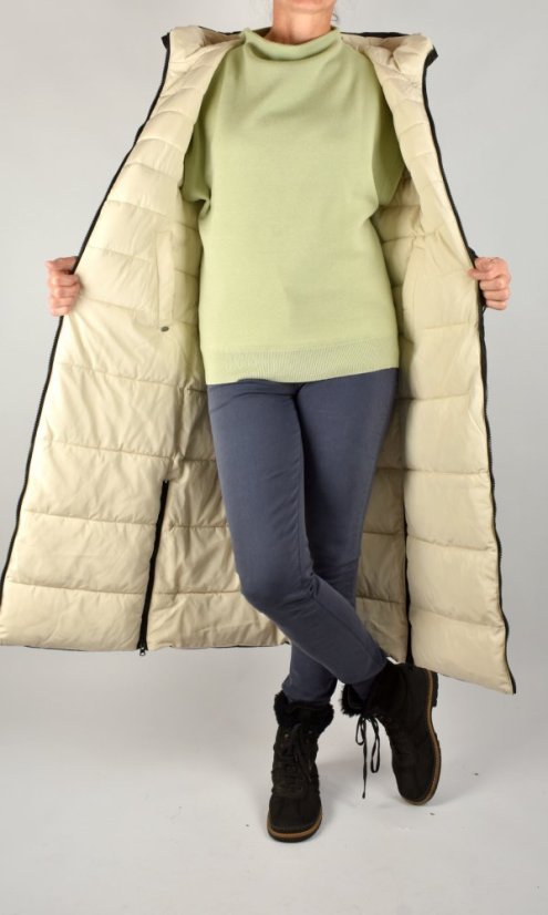 Oboustranný zimní kabát PICOLIEN Soft Sand - Velikost: EU50