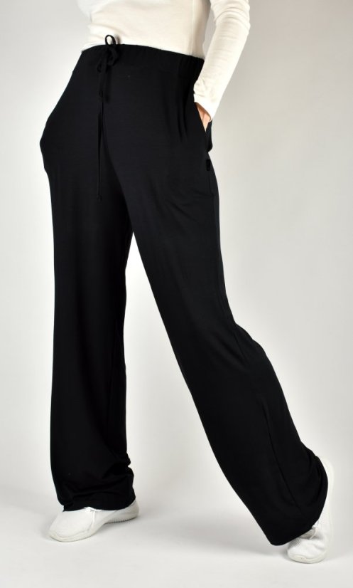 BERENIKA II volné široké kalhoty - černé, bez rozparku L36