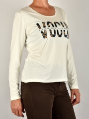 Triko JANNA Off White s nápisem - dlouhý rukáv