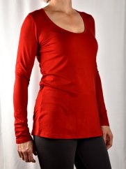 Triko BASIC s kulatým výstřihem a dlouhými rukávy - červené