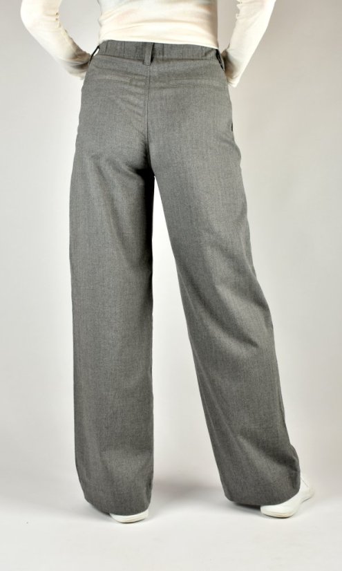 PERA Grey Smart Sporty - dámské prodloužené kalhoty se širokými nohavicemi L34 - Velikost: W34