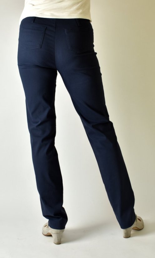 Dámské kalhoty UOMO 19733 s rovnými nohavicemi  - modré L34 - Velikost: EU50