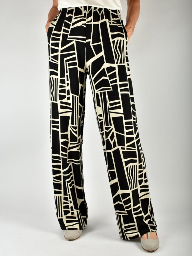 Letní kalhoty MANDY s geometrickým vzorem L34 - Velikost: S