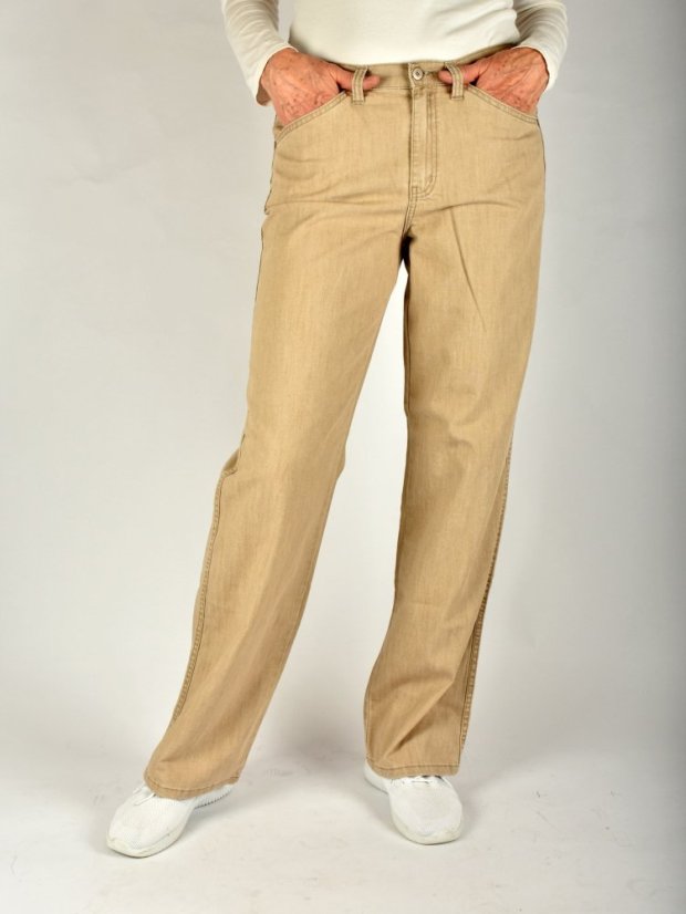 Široké lehké džíny DAYBREAK Madam  L34 - béžové