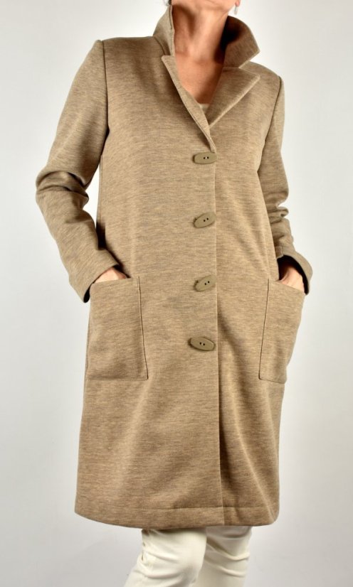 Dámský kabát DORIS - béžový melír - Velikost: XXL