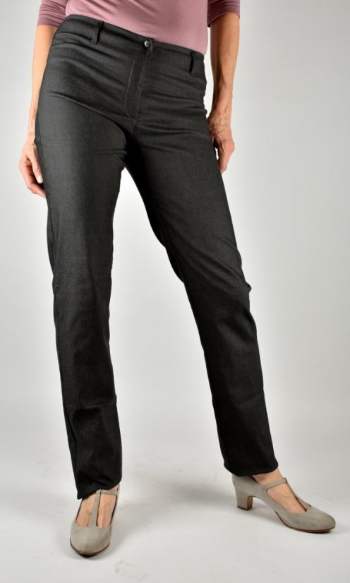 Dámské kalhoty UOMO 19733 s rovnými nohavicemi  - tmavě šedé L36