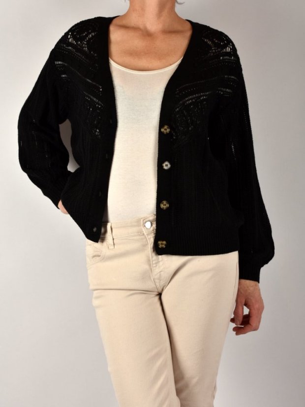 Svetřík z krajkového úpletu - černý - Velikost: EU42