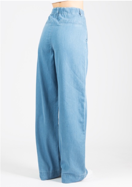 PERA Mid Blue Lt - dámské prodloužené kalhoty se širokými nohavicemi L34