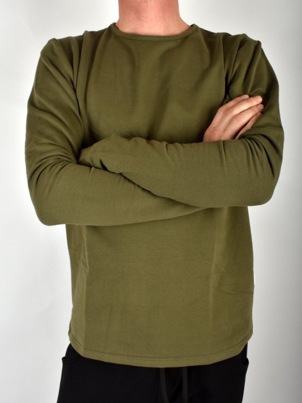 Pyžamové nebo domácí triko s dlouhým rukávem KAMIL - khaki