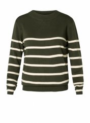 Dámský svetr s pruhy GREEN/OFF white