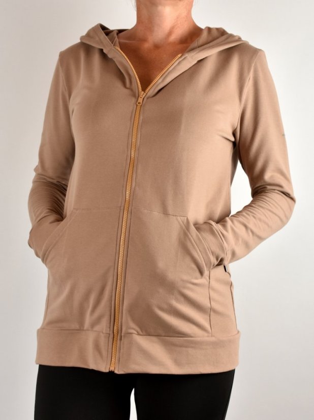 Dámská prodloužená mikina VIKTORIE - světle hnědá