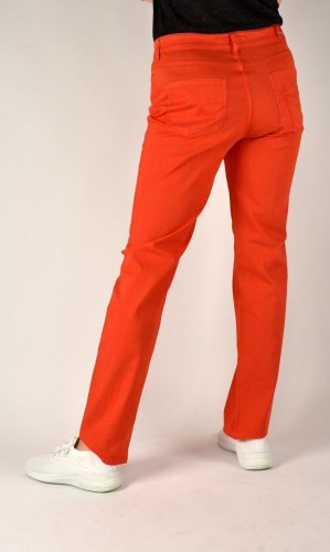 CORA kalhoty džínového střihu - červené L34 - Velikost: EU44