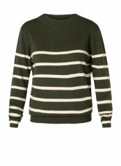 Dámský svetr s pruhy GREEN/OFF white