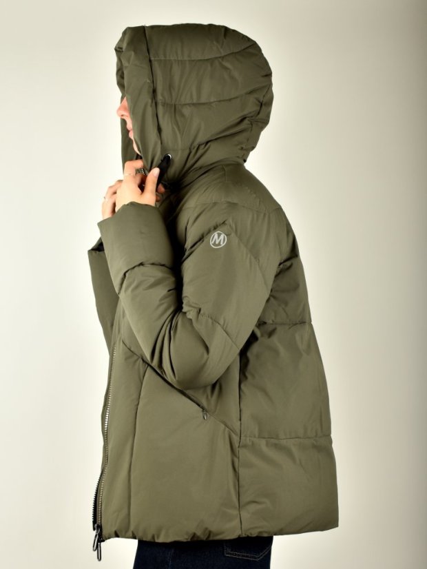 Krátká bunda s kapucí - khaki