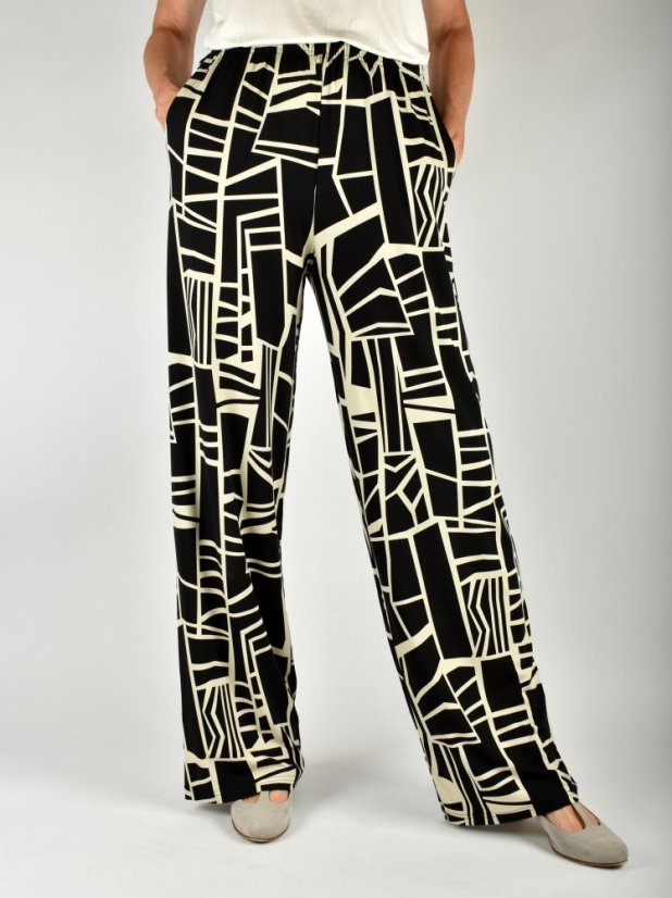 Letní kalhoty MANDY s geometrickým vzorem L34 - Velikost: S