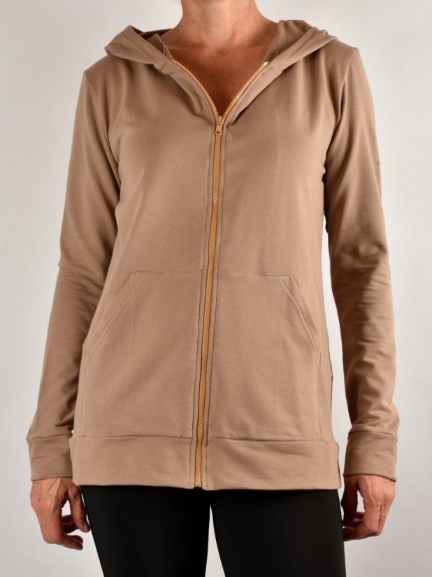 Dámská prodloužená mikina VIKTORIE - světle hnědá