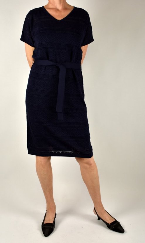 Letní pletené šaty s krátkým rukávem Deep Blue