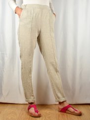 Lněné letní kalhoty - béžové