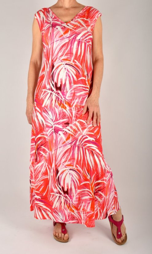 Dámské letní šaty šaty bez rukávů DENNY - růžová tráva - Velikost: M