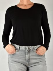 Triko BASIC s kulatým výstřihem a dlouhými rukávy - černé