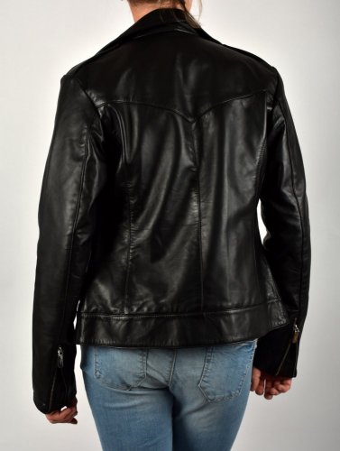 KŘIVÁK AURELIE kožená bunda na zip - černá - Velikost: XL