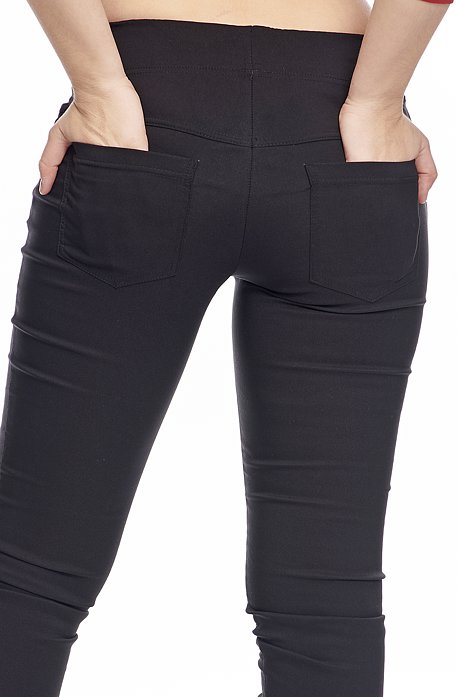 Dámské prodloužené kalhoty DITA s kapsami - černé, hladké, teplejší