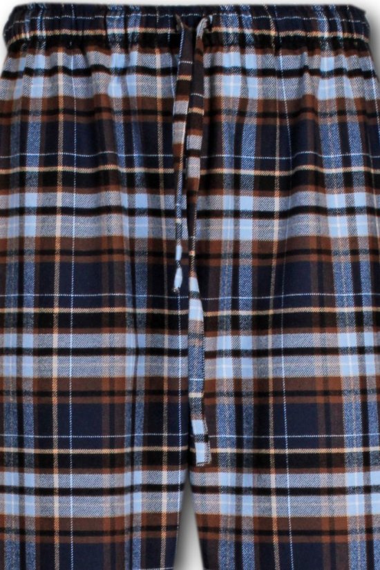 LUDVA 1900 pánské pyžamové/domácí kalhoty flanelové - modro béžová kostka L38