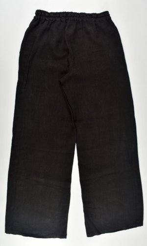Lněné letní široké kalhoty HOLLY - černé L36