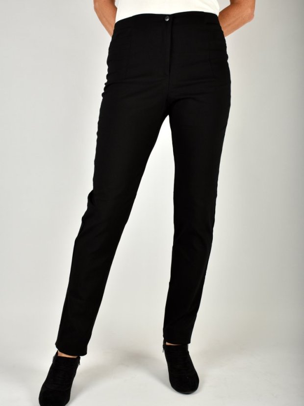 Dámské kalhoty UOMO  19750 slim fit - černé L34 - Velikost: EU48