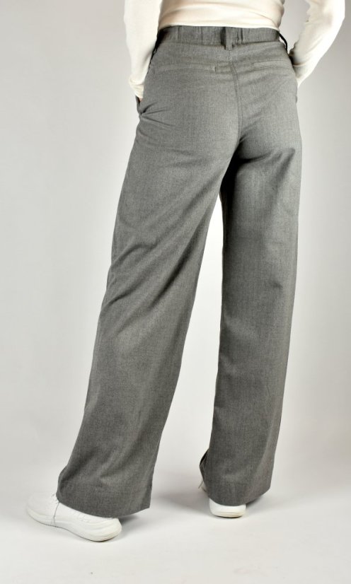 PERA Grey Smart Sporty - dámské prodloužené kalhoty se širokými nohavicemi L34 - Velikost: W34