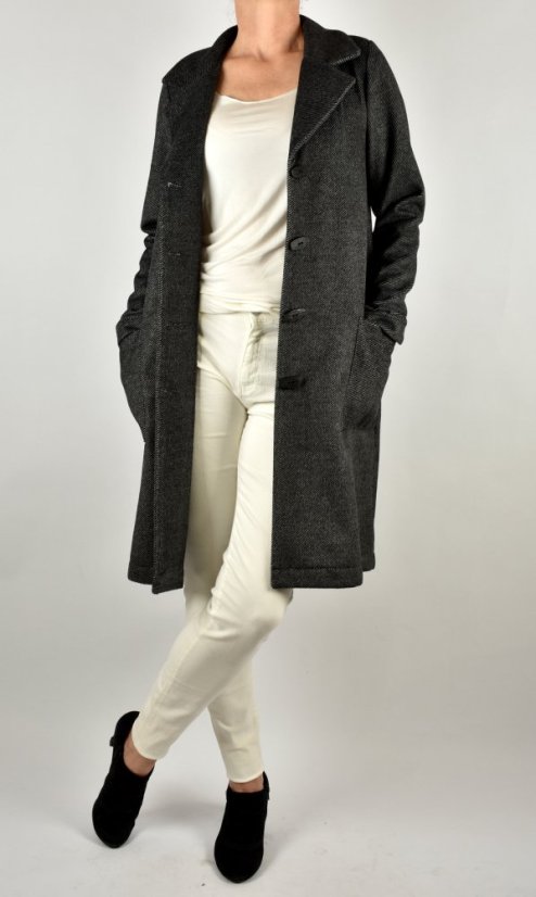 Dámský kabát DORIS - šedočerný melír - Velikost: XXL