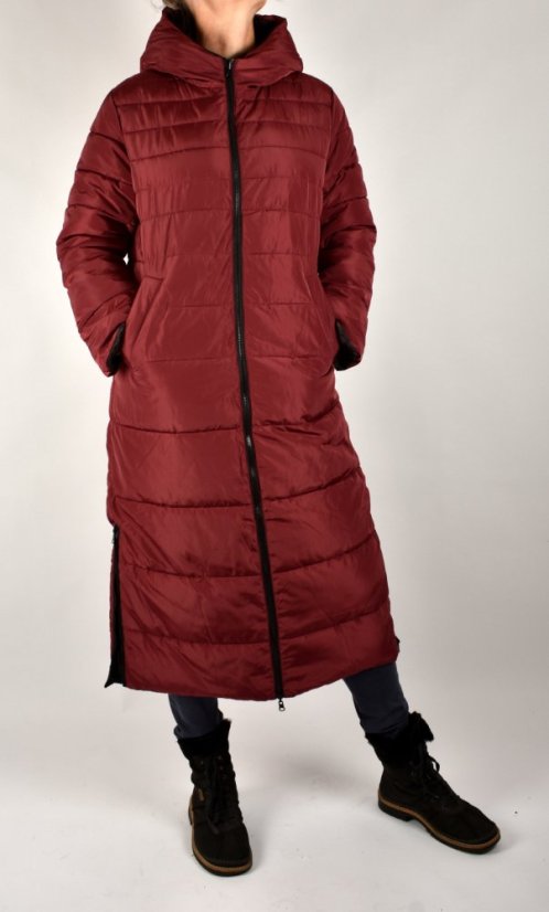 Oboustranný zimní kabát PICOLIEN Oxblood Red - Velikost: EU50