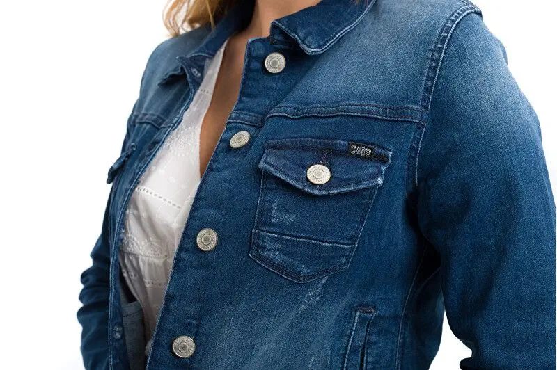 Džínová bunda JORINDA - modrá - Velikost: L