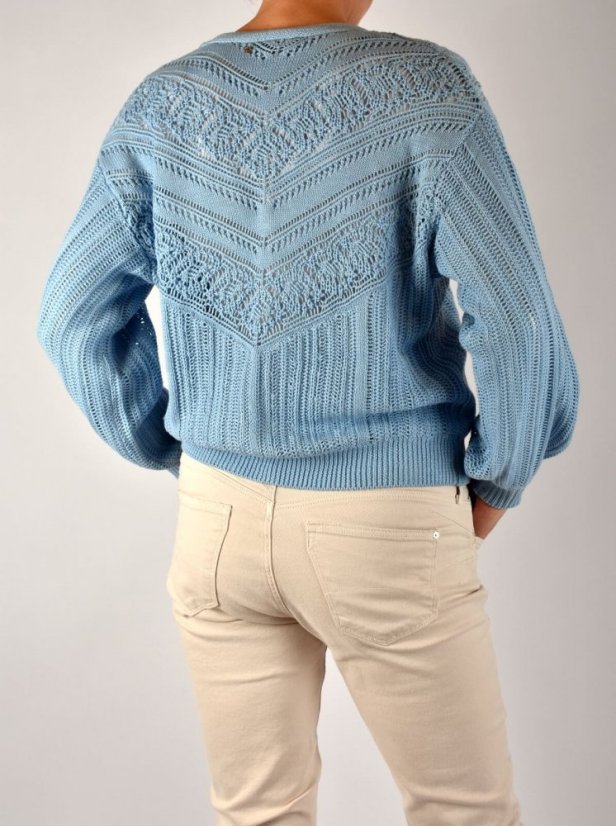 Svetřík z krajkového úpletu - světle modrý