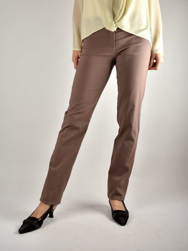 Prodloužené kalhoty dámské UOMO - světle hnědé